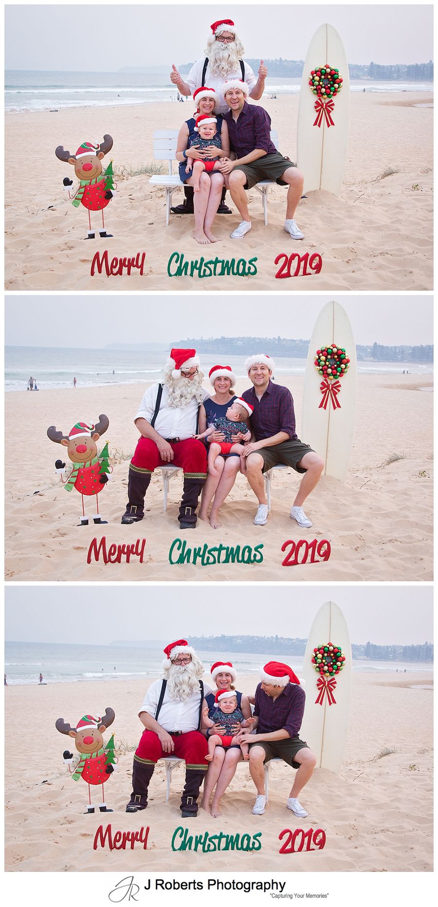 Aussie Santa Photos at Long Reef Beach On s Smokey Day